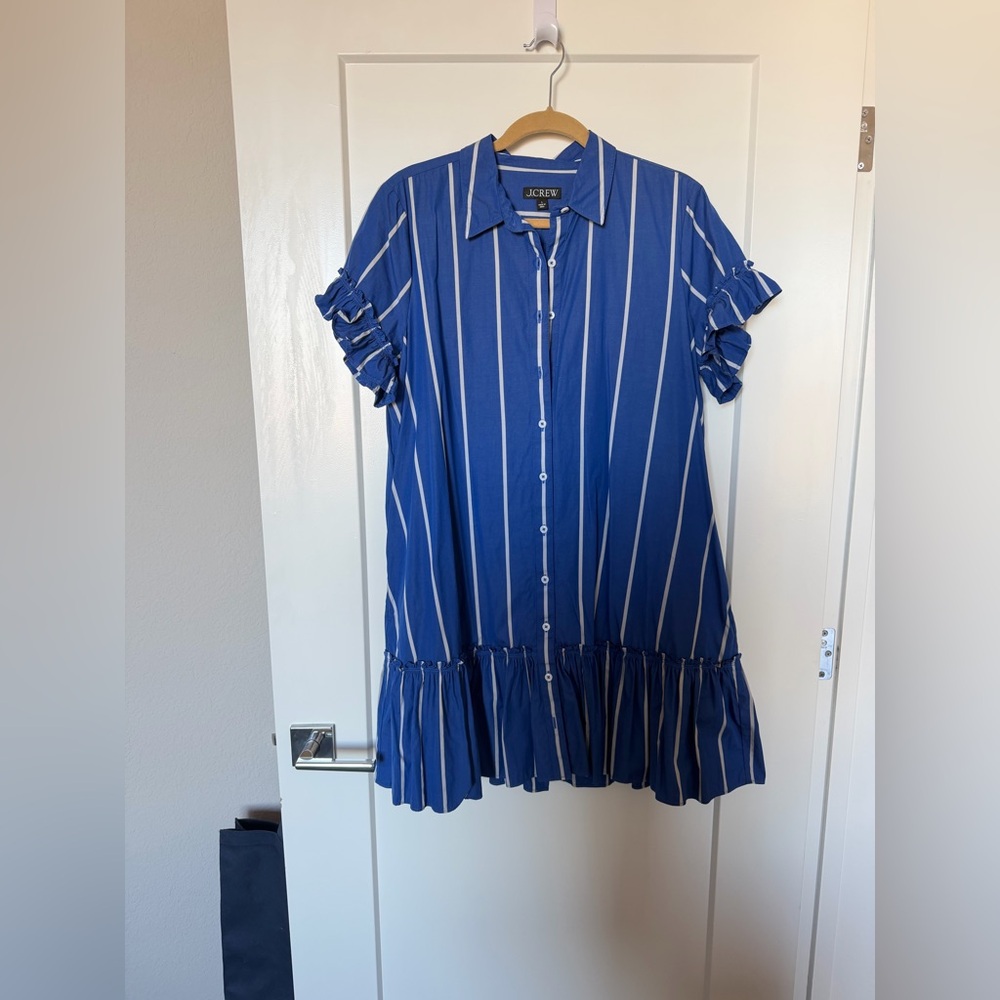 J. Crew Blue and White Striped Dress